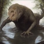 An image of a Bunyip in water
