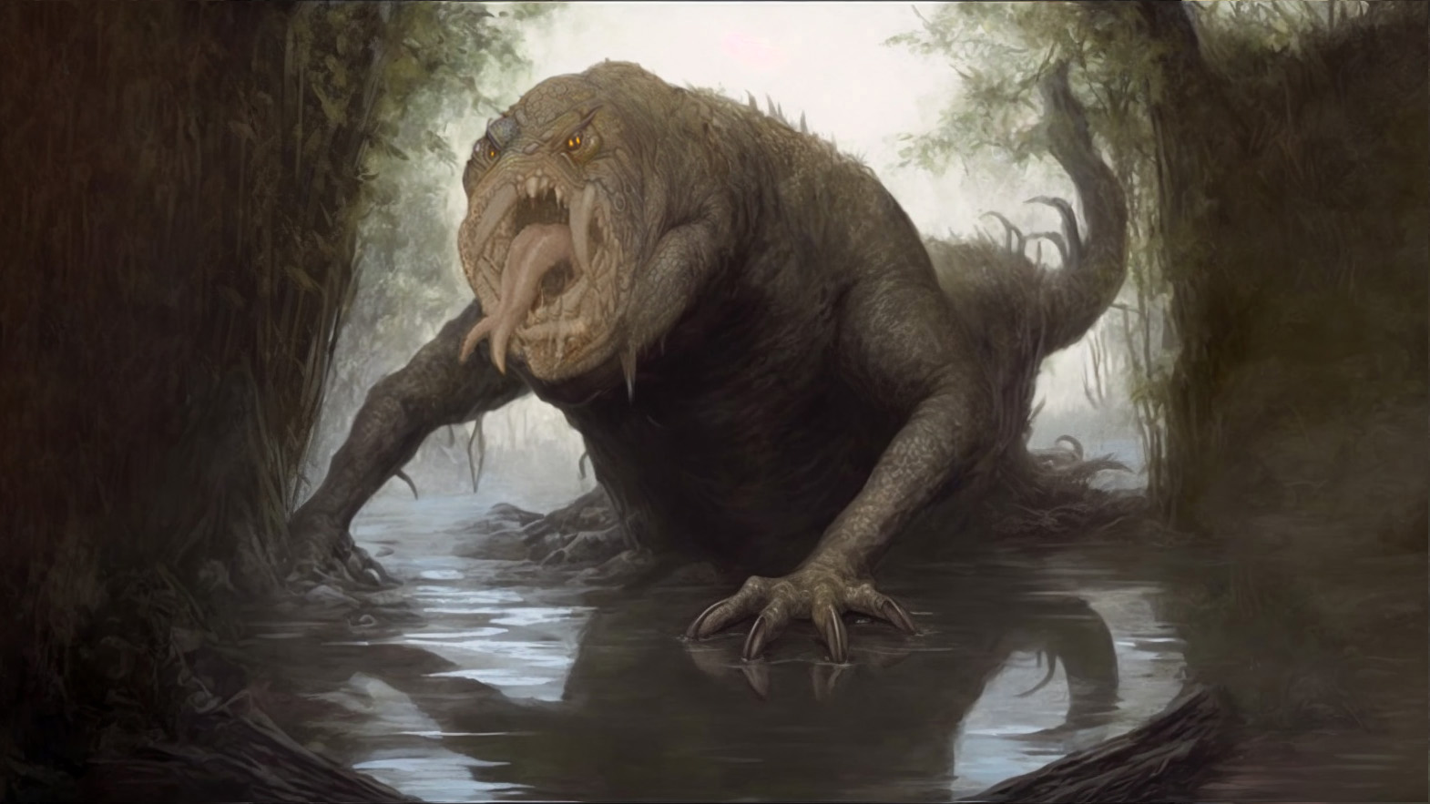 An image of a Bunyip in water