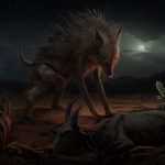 A chupacabra seen as a dog-like creature stalking on a moonlit night.