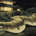 Tsuchinoko seen with its snake appearance but wider in the middle than at the head or tail.