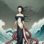 The Akkorokamui seen here as a pale woman with tentacles standing in a raging sea