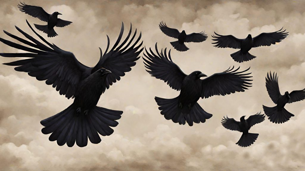 Seven ravens in the sky