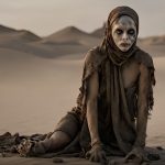 A female ghoul seen crawling in the desert
