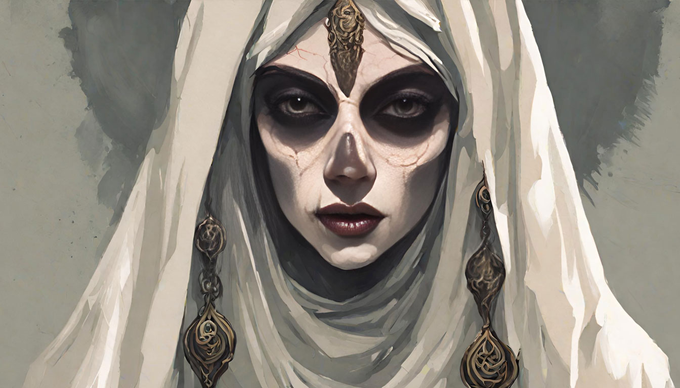 A female ghoul wearing traditional arabic clothing