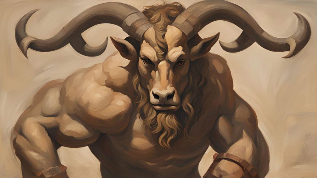 Minotaur closeup painting